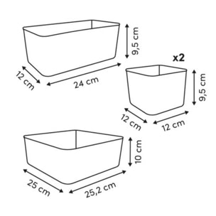 Lot de 4 organiseurs de tiroir Feltia rectangulaires 25x25cm