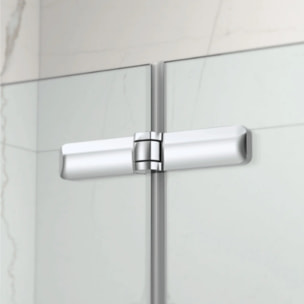 150x105 cm SK Pare-baignoire en verre 2 volets pliants, orientation gauche et droite, chrome (SATVZSKNEW105)