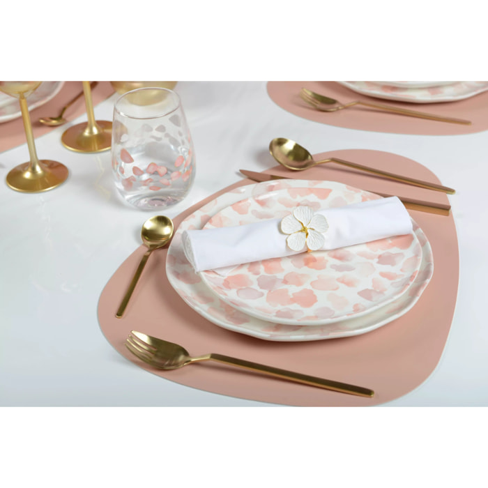 Dessous d'assiette simili cuir rose et gris