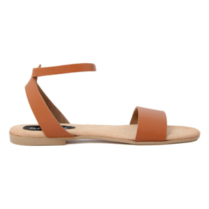 Sandali Flat Made in Italy in pelle colore Marrone, Altezza tacco 1,2 cm