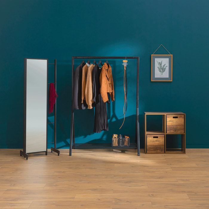 Étagère 4 cases indus Effet bois foncé Mix N' Modul