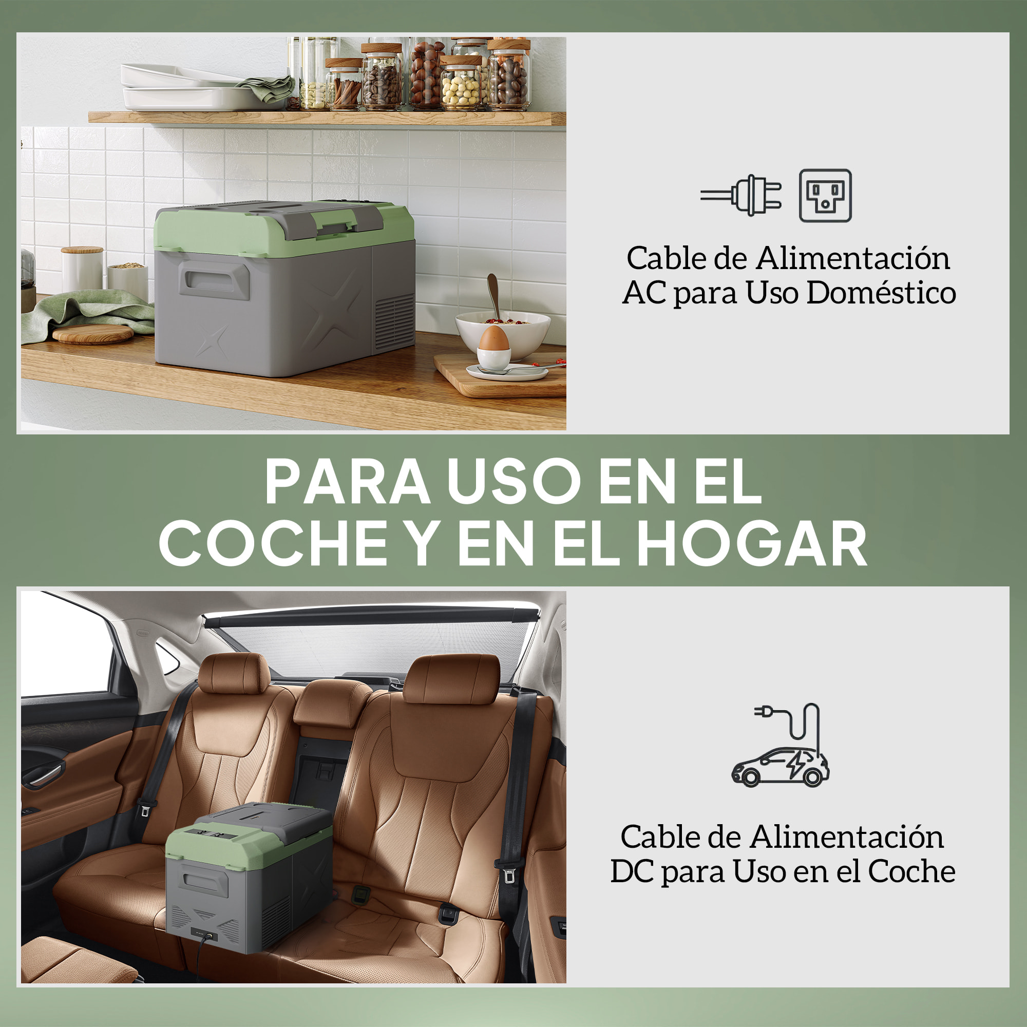 Nevera Portátil Eléctrica 17,4L Refrigerador de Coche 12/24/220V con Compresor Luz LED Pantalla Digital Modos ECO y MAX de -20℃ a +20 ℃ Puerto USB para Hogar Camping Viajes Automóvil