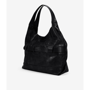 Bolso de hombro negro con cremallera