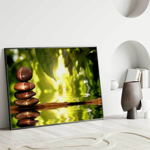 Affiche encadrée pierres zen et nature Affiche + cadre en métal - Noir