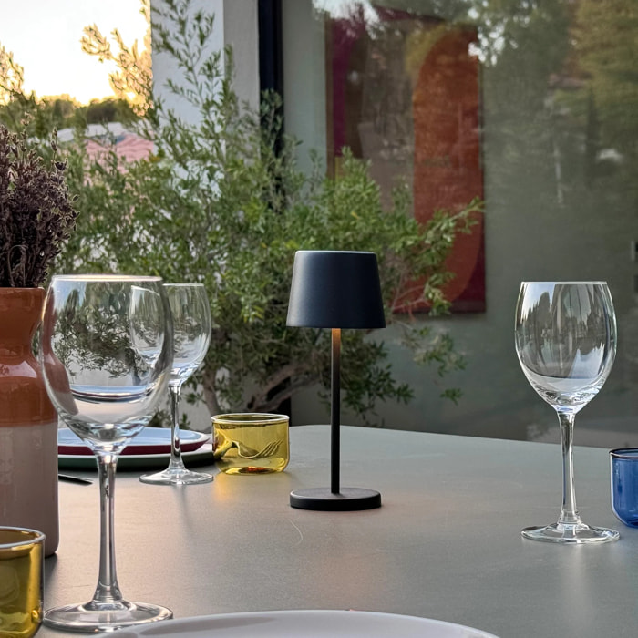 6 Lampes de table MINI KELLY Noir H22cm + base de chargement