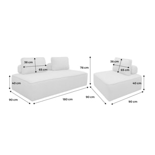 Ensemble chauffeuses pour canapé modulable 3 places bouclette kaki - Bao