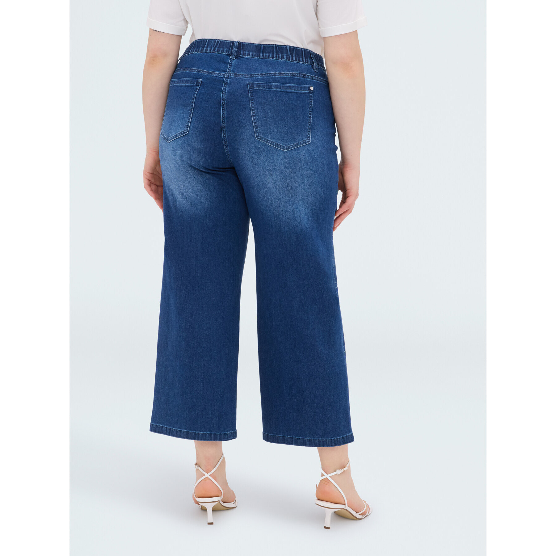 Fiorella Rubino - Jeans cropped full hotfix - Azul