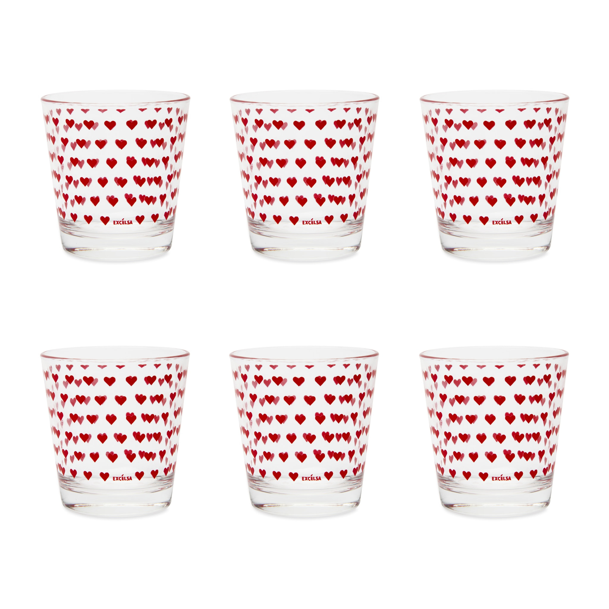 Set 6 Bicchieri Excelsa – Enjoy Cuori, Vetro Rosso