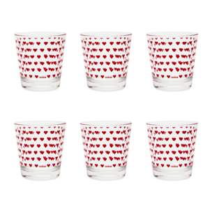 Set 6 Bicchieri Excelsa – Enjoy Cuori, Vetro Rosso