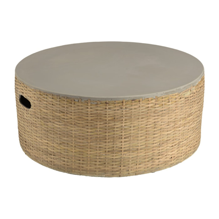 HECTOR - Table basse ronde plateau en béton socle en bambou naturel