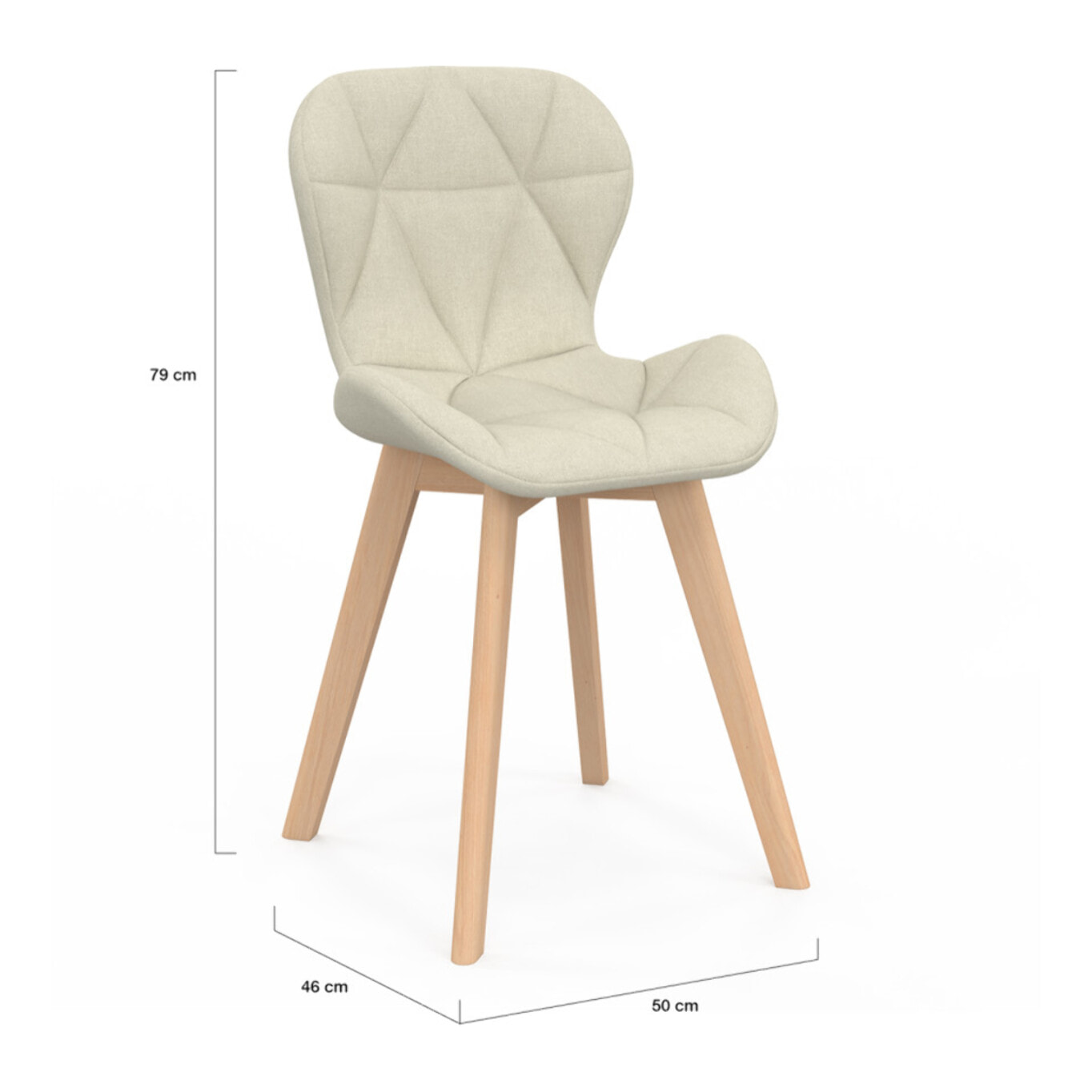 Chaises Gatsby en tissu beige et pieds bois - lot de 6