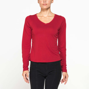 T-SHIRT SCOLLO A V MANICA LUNGA