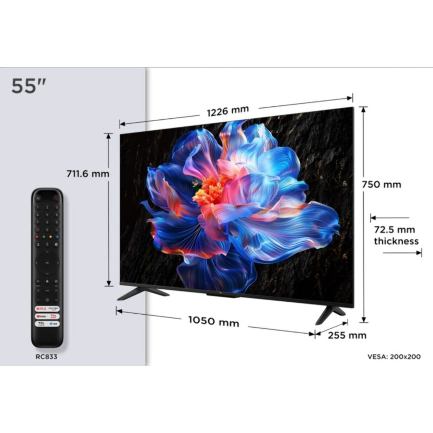TV LED TCL 55P69K 2025-55 pouces (139cm)