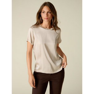 Oltre - Blusa in raso misto viscosa - Beige
