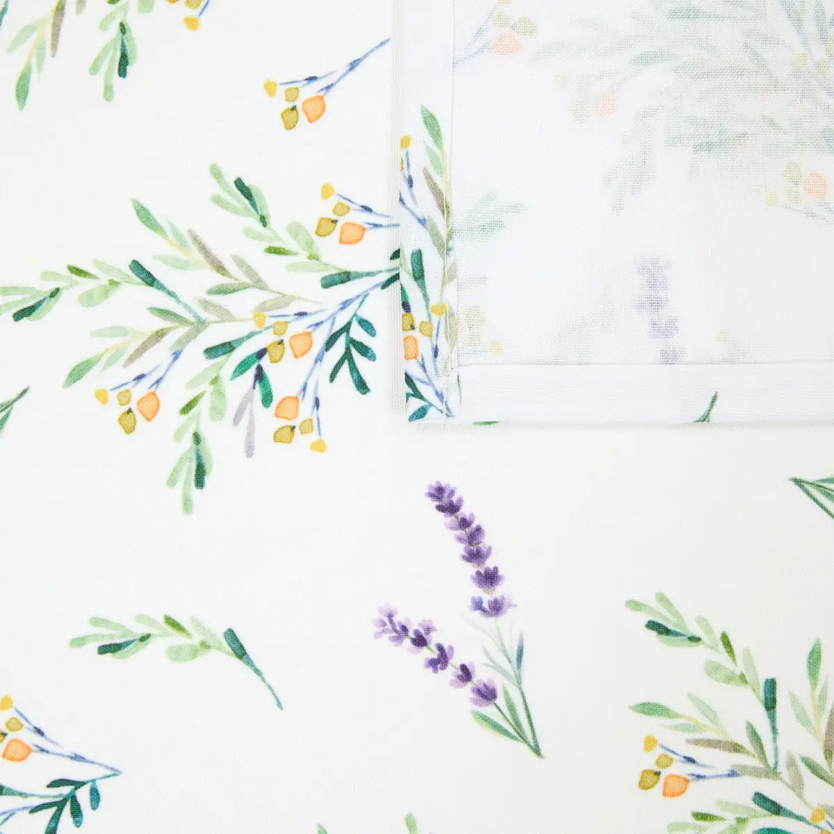Nappe Garrigue 240x140cm blanc imprimé plantes