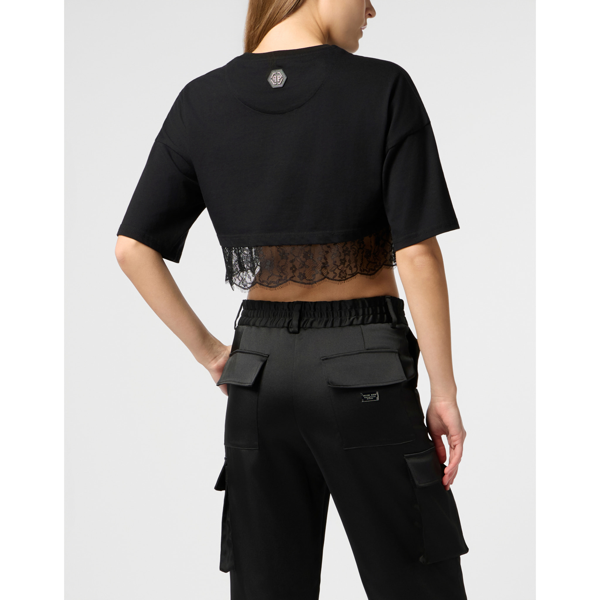 PHILIPP PLEIN Cropped T-Shirt Lace