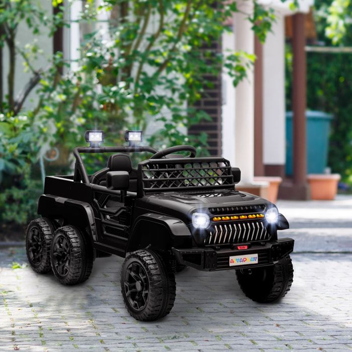 Buggy quad 6 roues 6x6 - voiture électrique enfant - télécommande - coffre benne - nombreux effets - noir