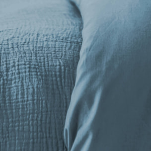 Parure de lit gaze de coton bleu foncé ALIX