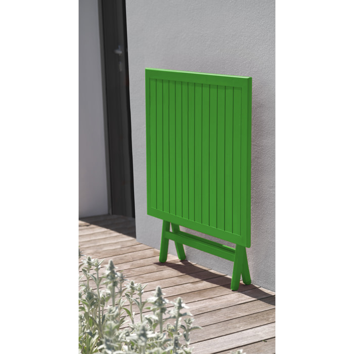 MARIUS - Table de jardin pliante en aluminium vert prairie