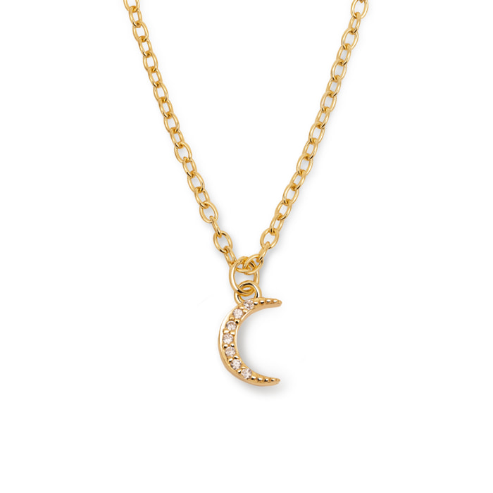 Collar Over the Moon Plata Baño Oro