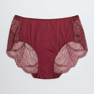 Mutandine a vita alta in pizzo granato