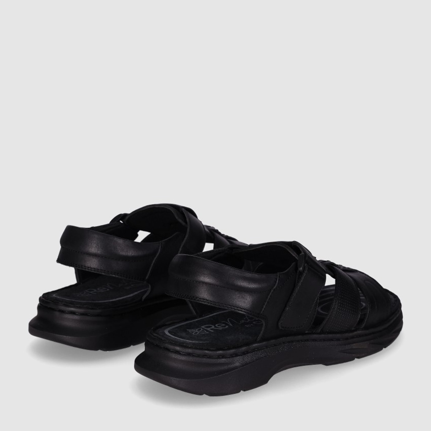 Sandalias de Piel - Negro - Tacón: 1 cm
