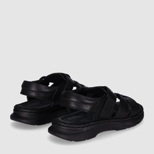 Sandalias de Piel - Negro - Tacón: 1 cm
