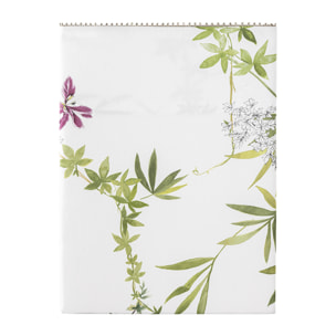 Drap plat imprimé en satin de coton bio, MATIN, Blanc