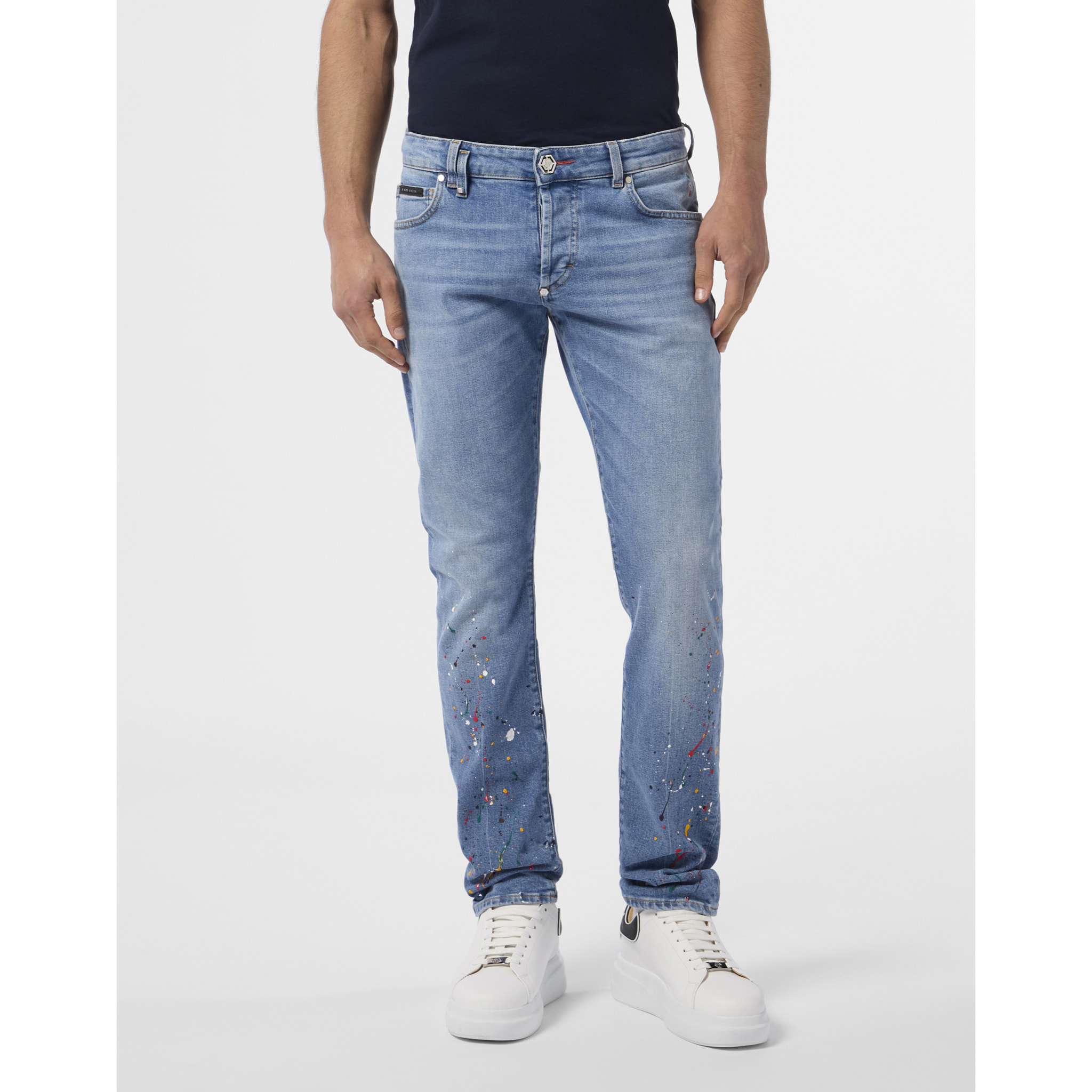 PHILIPP PLEIN Super Straight Cut Jeans Paint