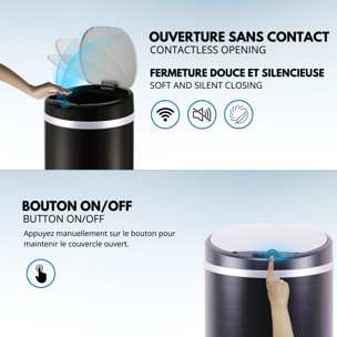 Poubelle automatique inox SOHO noir 42L