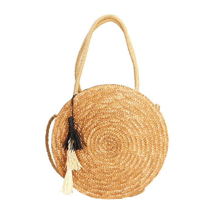 Borsa mare tonda beige in paglia