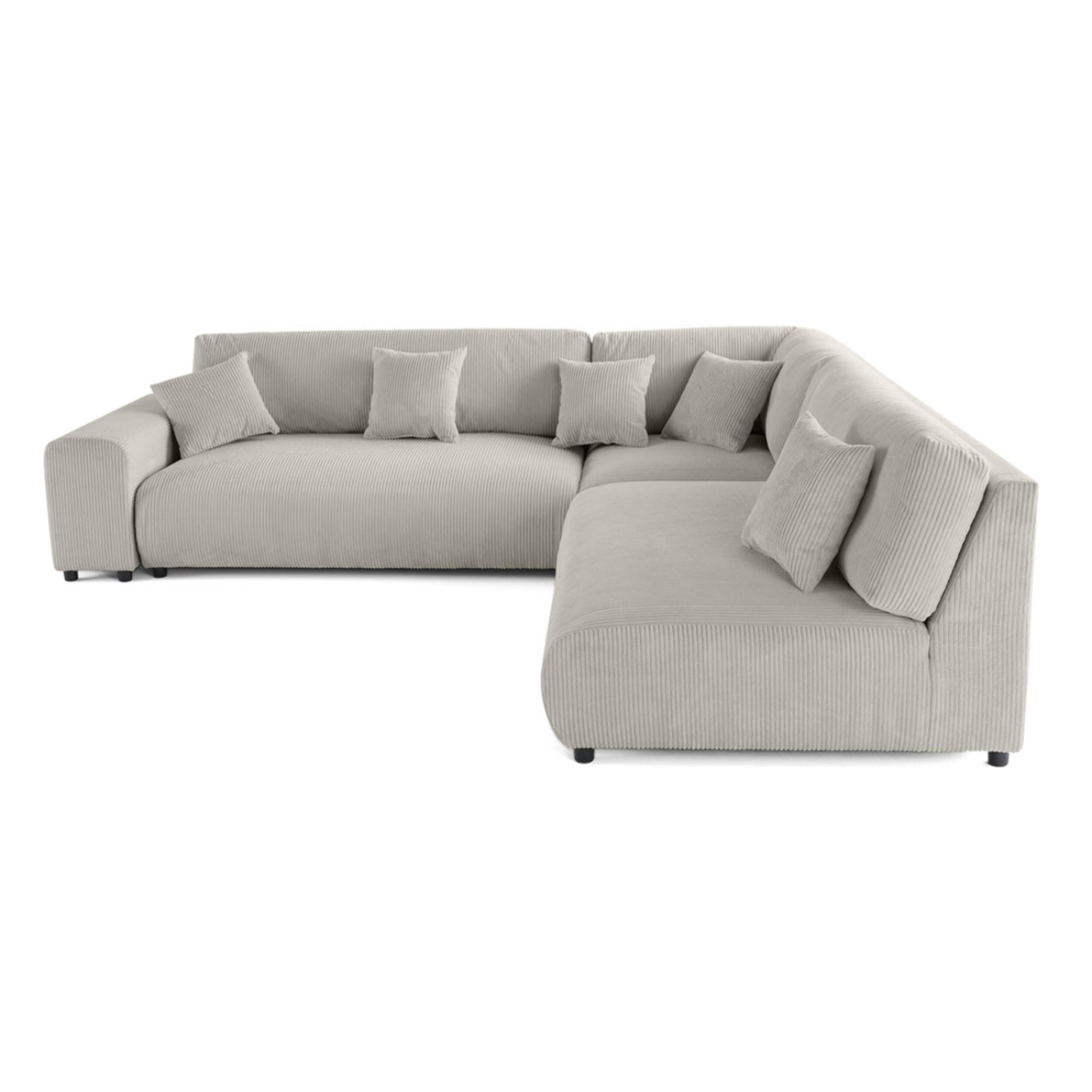 Garance - canapé modulable d'angle droit - 6 places - en velours côtelé - Gris clair