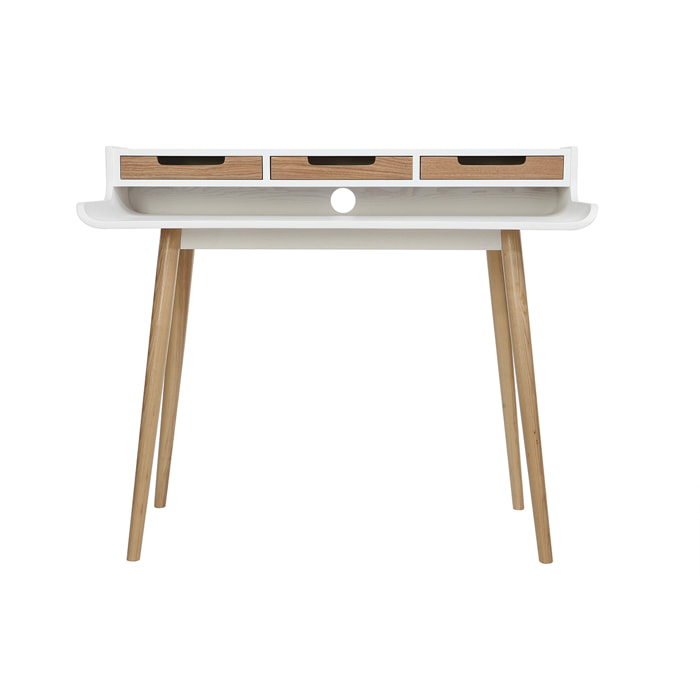 Bureau avec rangements scandinave bois clair et blanc L110 cm OPUS