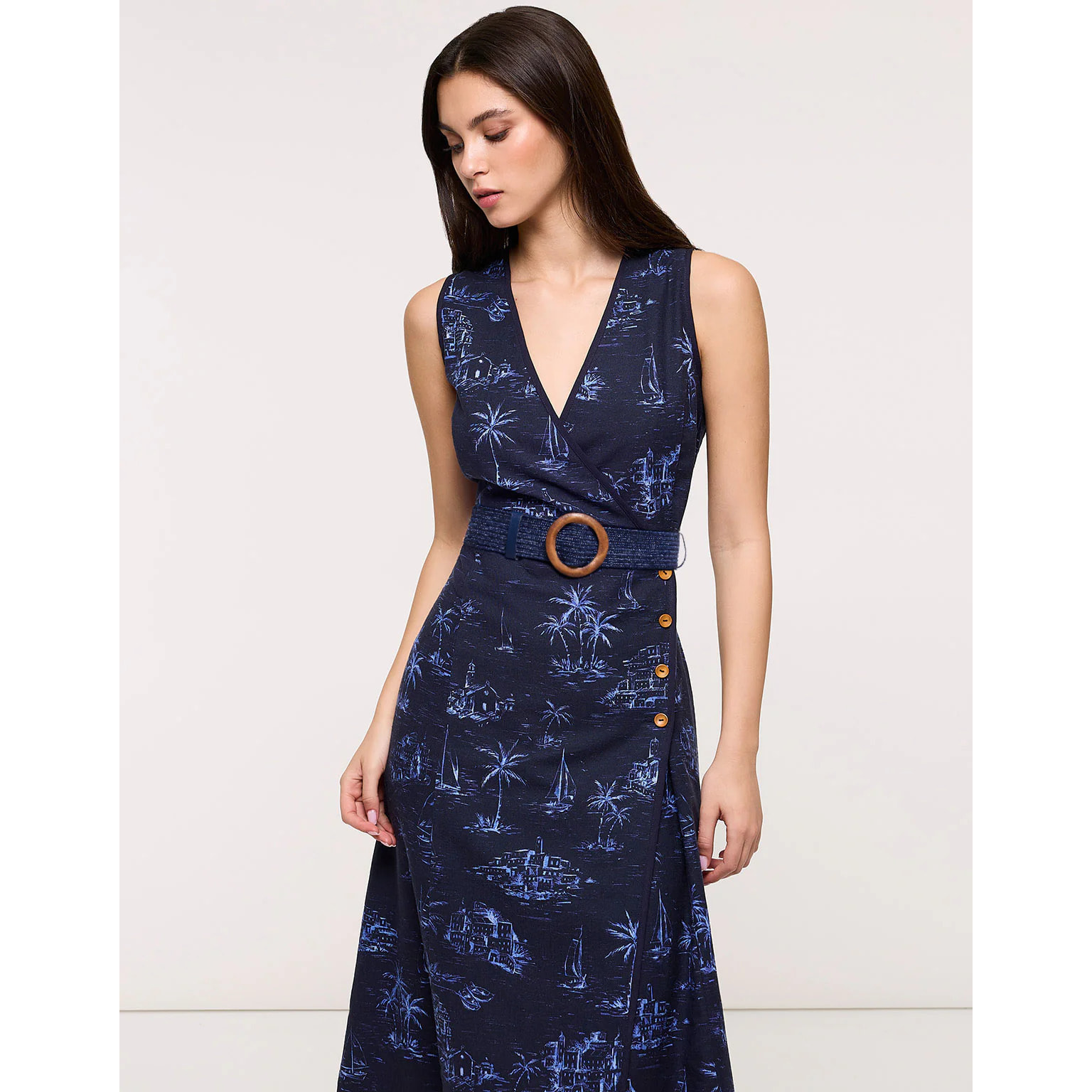 Vestido Midi Azul Marino - Vestinetis