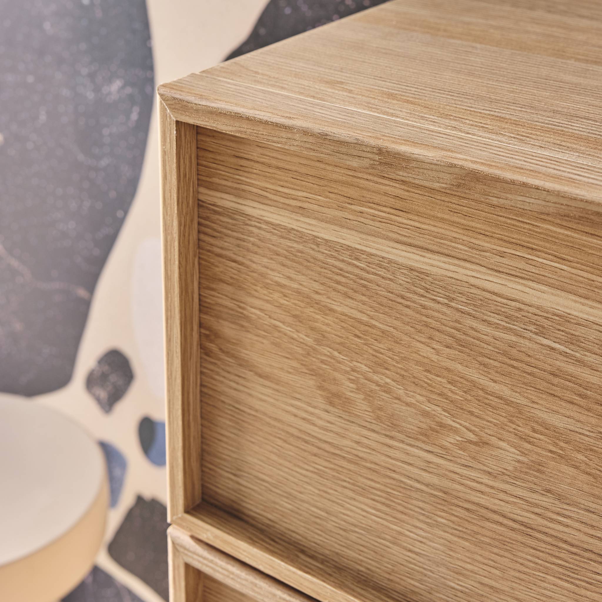 Commode chiffonnier naturel 4 tiroirs effet bois - L 48 x P 43 x H 98.5cm - Kuba