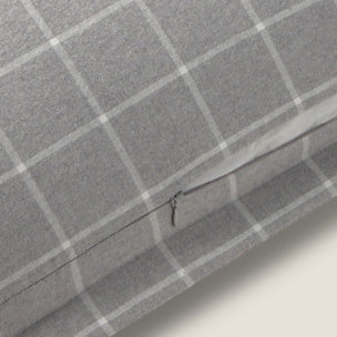Funda cojín algodón franela cuadros Onfra color gris Franela de algodón