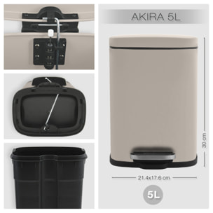 Set Poubelle à  pédale 5L & Brosse Wc AKIRA Taupe mat Spirella