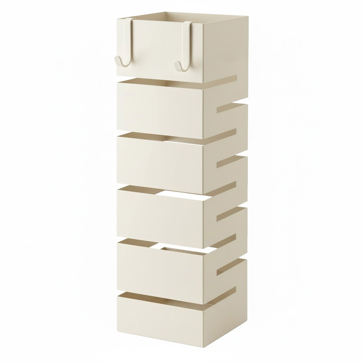 Portaombrelli In Acciaio Zincato Per Interno Esterno Con Vaschetta Scolapioggia 2 Ganci Removibili Base Antiscivolo 49 x 15,5 x 15.5 Cm Bianco