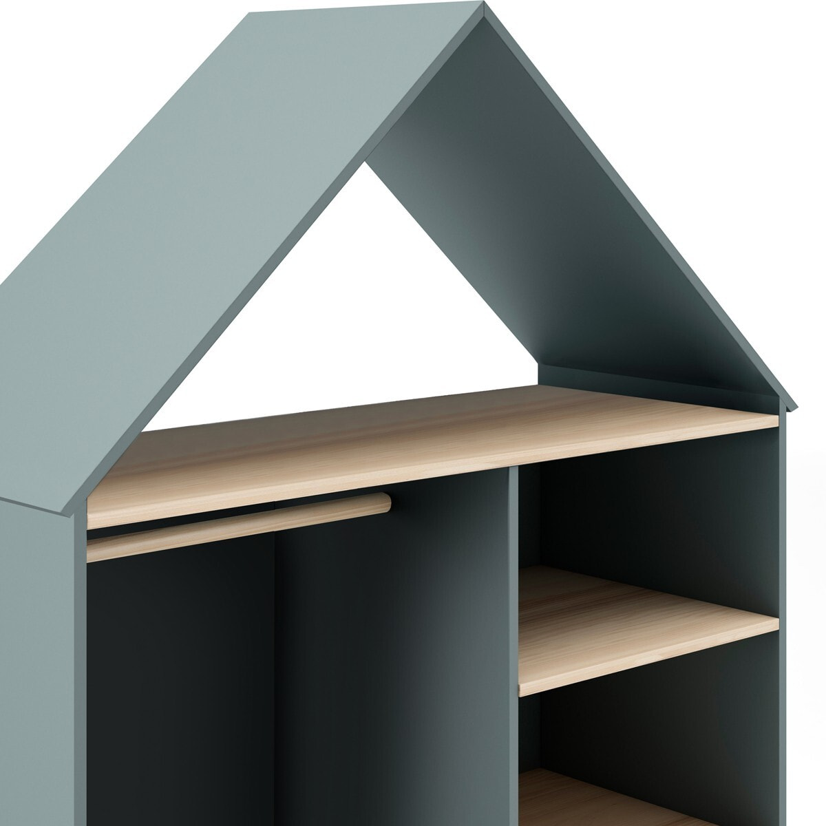 Penderie cabane enfant 1 tiroir en bois - LUCY