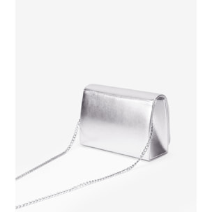 Bolso de fiesta plateado con solapa