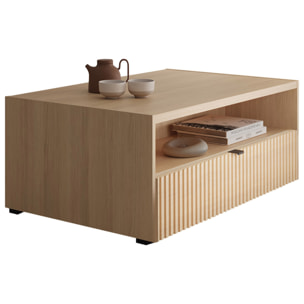 Judy - table basse 100 cm - effet bois - 1 tiroir et 1 niche - Bois