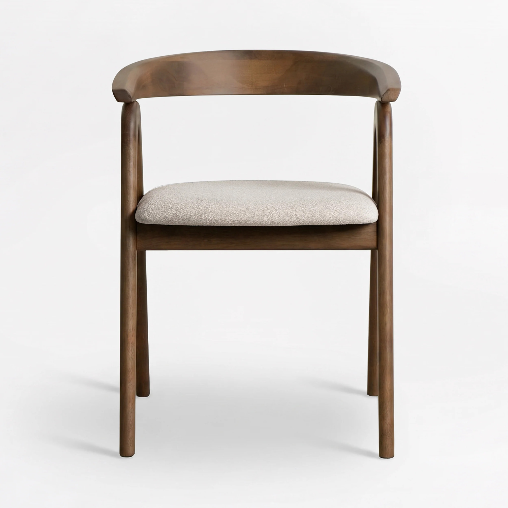 Chaise en bois d'hévéa marron et tissu beige - Hawa