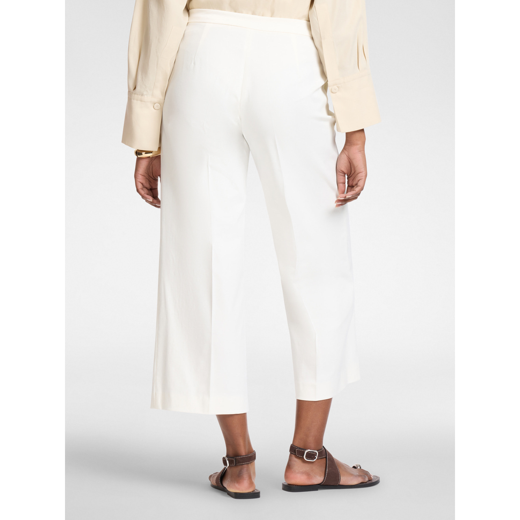 Elena Mirò - Pantaloni cropped in gabardina - Bianco