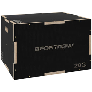 Cajón Pliométrico Caja Pliométrica con 3 Alturas Diferentes Entrenamiento de Fuerza en Casa Oficina Gimnasia CrossFit Carga 120 kg 61x51x41 cm Negro