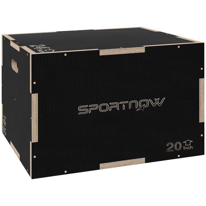 Cajón Pliométrico Caja Pliométrica con 3 Alturas Diferentes Entrenamiento de Fuerza en Casa Oficina Gimnasia CrossFit Carga 120 kg 61x51x41 cm Negro