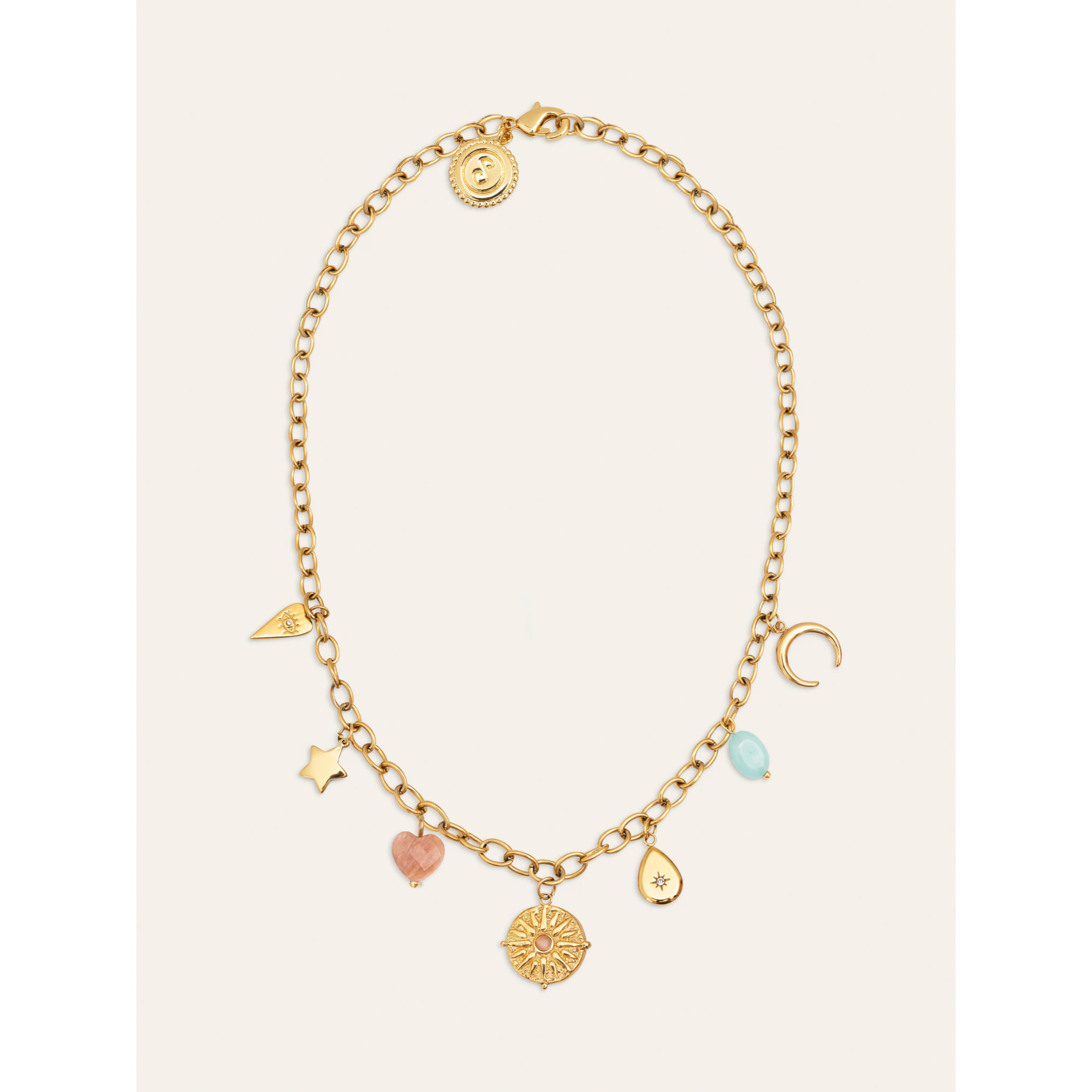 Collana Multicharms Soleil  in Acciaio Placcato Oro