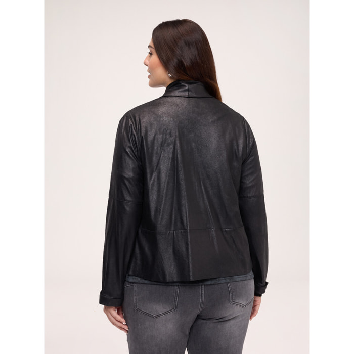 Fiorella Rubino - Giacca soft touch con collo a scialle - Nero