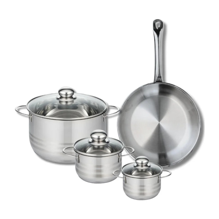 Ensemble de 1 Poêle de cuisson 28 cm et 3 faitouts 12, 14 et 24 cm Elo Profi Brillant