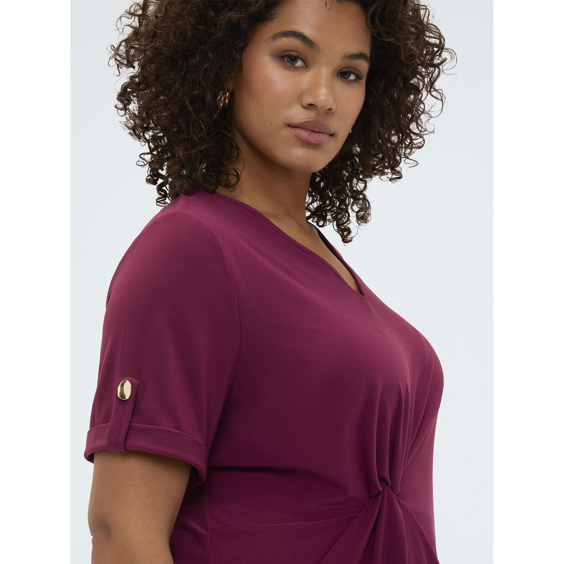 Fiorella Rubino - T-shirt in jersey con drappeggio - Bordeaux