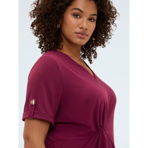 Fiorella Rubino - T-shirt in jersey con drappeggio - Bordeaux